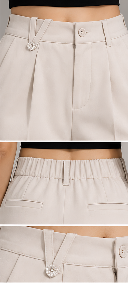 Women's Korean Straight Fit High Waist Elastic Waist Pants | Premium Office Wear Trousers for Women | Casual Formal Wide Leg Bottom Wear